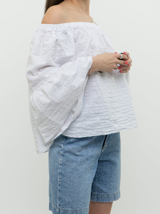 SEE BY CHLOE x Made in Portugal x White Cotton Off-Shoulder Top (S, M)