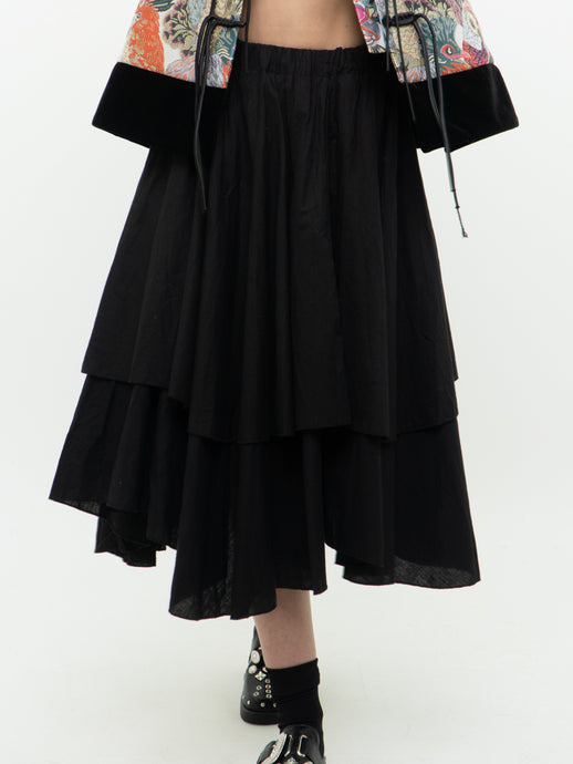 Vintage x Black Layered Pleated Skirt (XS, S)