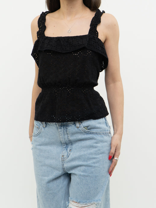 7 FOR ALL MANKIND x Black Perforated Top (M)