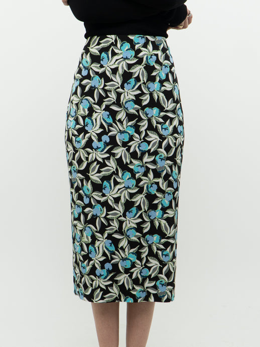 DIANE VON FURSTENBERG x Blue Raspberry Pattern Long Skirt (S, M)