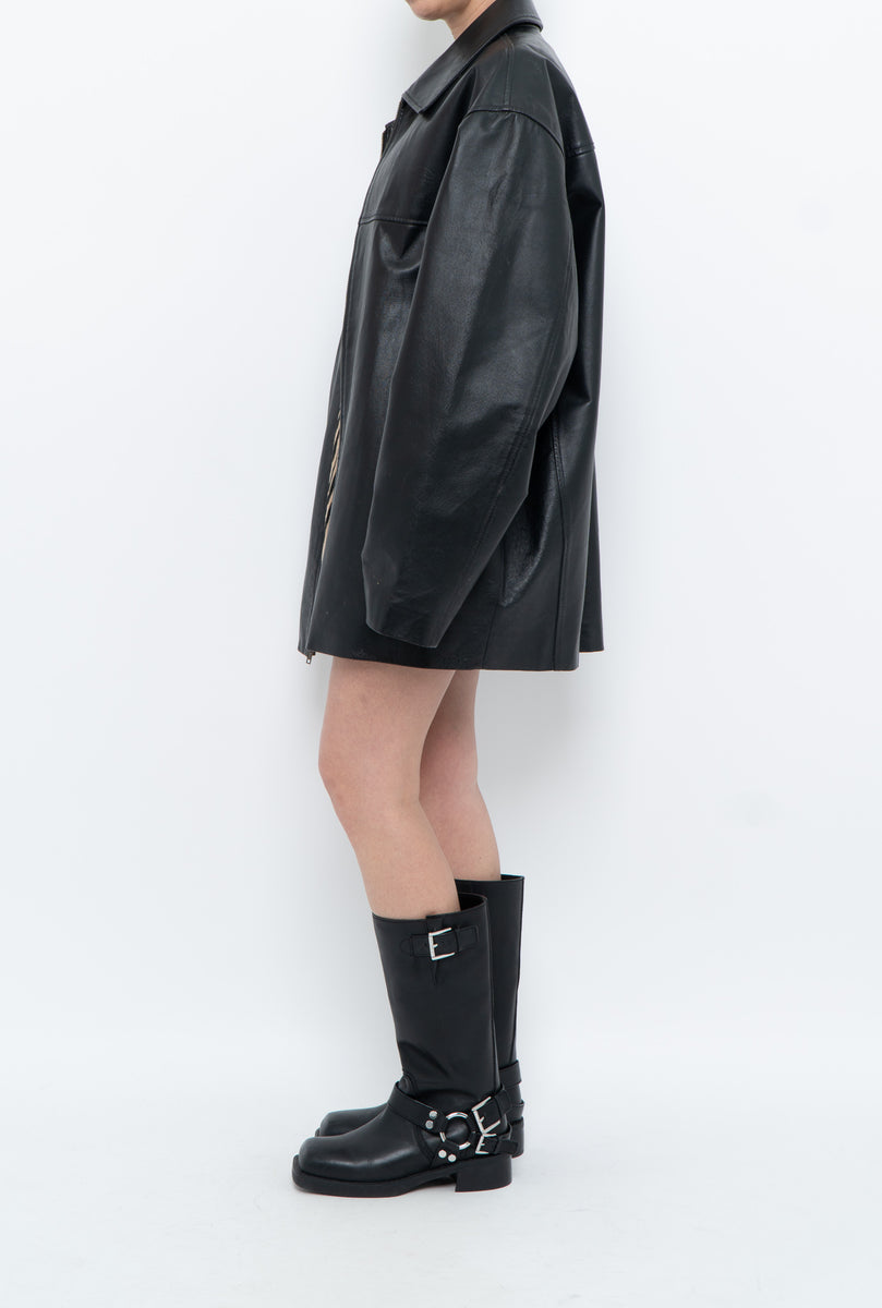 Vintage x SUMAC Black Leather Oversized Jacket (M-XXL)