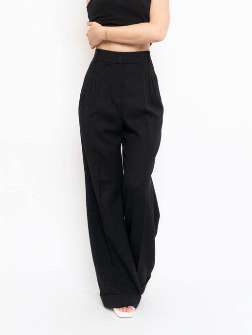 A-K-R-I-S x Black Wool Wide-Leg Dress Pant (L)
