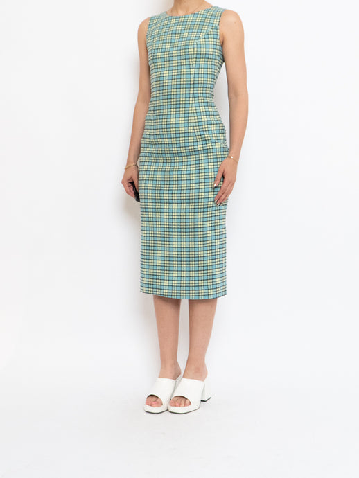 Vintage x Teal Checkered Structured Dress (XS)