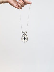 Vintage x Black Gemstone Silver Chocker