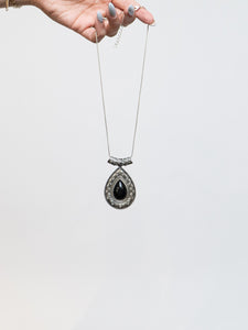 Vintage x Black Gemstone Silver Chocker
