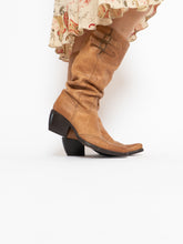 Load image into Gallery viewer, Vintage x ARNOLD CHURGIN Tan Leather Slouched Cowboy Boot (7.5-8.5)