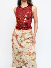 Load image into Gallery viewer, Vintage x JESSICA Red Sequin Crochet Tank (M &amp; L)