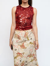 Load image into Gallery viewer, Vintage x JESSICA Red Sequin Crochet Tank (M &amp; L)