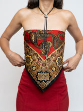 Load image into Gallery viewer, Vintage x Red Satin Paisley Scarf Top (XS-M)