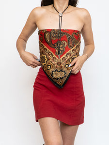 Vintage x Red Satin Paisley Scarf Top (XS-M)