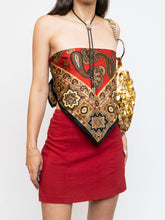 Load image into Gallery viewer, Vintage x Red Satin Paisley Scarf Top (XS-M)