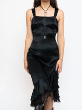 Load image into Gallery viewer, Vintage x MAC &amp; JAC Black Silk Frilly Dress (S, M)