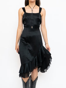 Vintage x MAC & JAC Black Silk Frilly Dress (S, M)