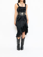 Load image into Gallery viewer, Vintage x MAC &amp; JAC Black Silk Frilly Dress (S, M)