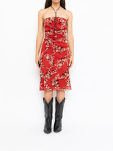 Load image into Gallery viewer, Vintage x Made in Canada x LE CHATEAU Red Floral Tube Dress (M)