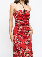 Load image into Gallery viewer, Vintage x Made in Canada x LE CHATEAU Red Floral Tube Dress (M)
