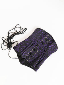 Vintage x Purple, Black Satin Corset (XS, S)