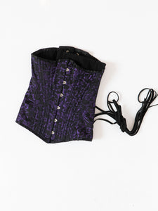 Vintage x Purple, Black Satin Corset (XS, S)