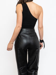 Vintage x Black Genuine Leather Panelled Pant (M)