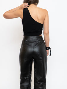 Vintage x Black Genuine Leather Panelled Pant (M)
