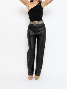 Vintage x Black Genuine Leather Panelled Pant (M)