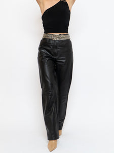 Vintage x Black Genuine Leather Panelled Pant (M)