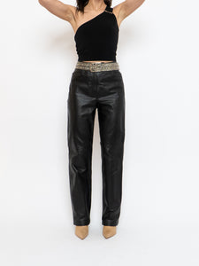 Vintage x Black Genuine Leather Panelled Pant (M)
