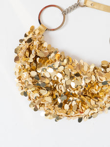 Vintage x Gold Beaded, Sequin Baguette