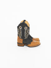 Load image into Gallery viewer, Vintage x Black, Tan Leather Embroidered Cowboy Boot (7.5, 8)