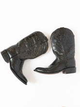 Load image into Gallery viewer, Vintage x Made in Mexico x Black Shiny Leather Croc Cowboy Boot (8-9)