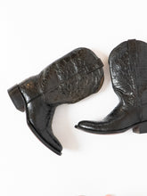 Load image into Gallery viewer, Vintage x Made in Mexico x Black Shiny Leather Croc Cowboy Boot (8-9)