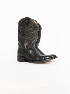 Vintage x Made in Mexico x Black Shiny Leather Croc Cowboy Boot (8-9)