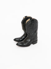 Load image into Gallery viewer, Vintage x Made in Mexico x Black Shiny Leather Croc Cowboy Boot (8-9)
