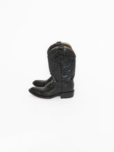 Load image into Gallery viewer, Vintage x Made in Mexico x Black Shiny Leather Croc Cowboy Boot (8-9)