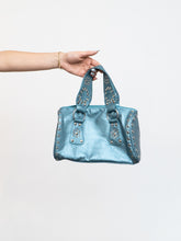 Load image into Gallery viewer, Vintage x Metallic Blue Studded Bucket Purse