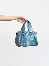 Load image into Gallery viewer, Vintage x Metallic Blue Studded Bucket Purse