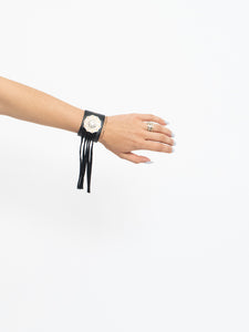 Vintage x Chunky Black Leather Fringe Bracelet