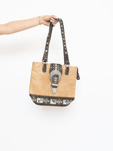Vintage x Tan, Brown Bejewelled Western Purse