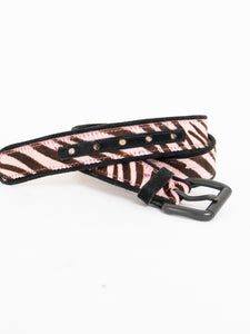 Vintage x Pink Zebra Pony Hair Belt ()