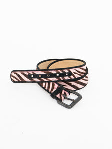 Vintage x Pink Zebra Pony Hair Belt ()