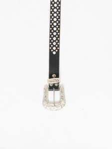 Vintage x BHW Black Leather Bejewelled Western Belt (M, L)