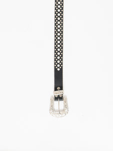 Vintage x BHW Black Leather Bejewelled Western Belt (M, L)