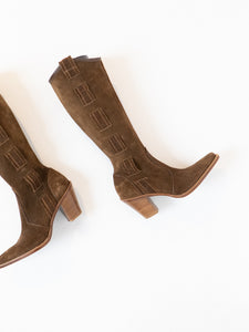 Vintage x Brown Suede Western Tall Boot (5, 5.5)