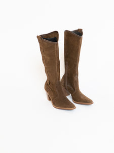 Vintage x Brown Suede Western Tall Boot (5, 5.5)