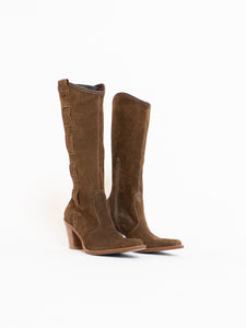 Vintage x Brown Suede Western Tall Boot (5, 5.5)