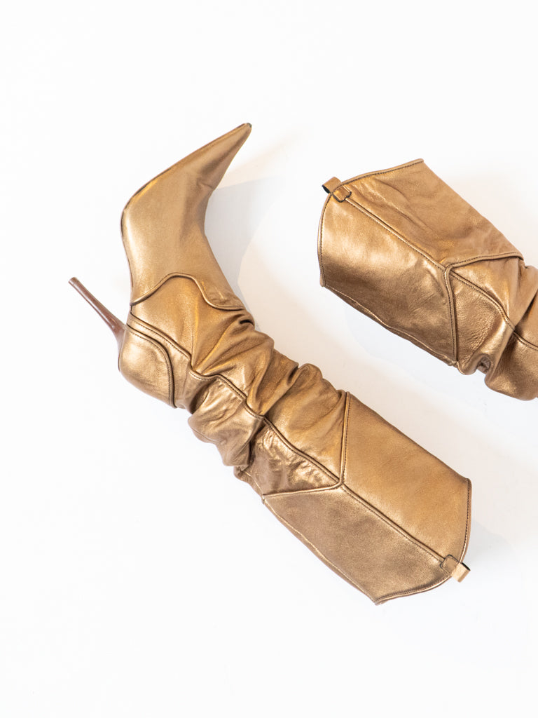 Vintage x ALDO Bronze Slouched Heeled Boot (8)