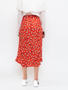FAITHFUL THE BRAND x Red Floral Wrap Skirt (M)