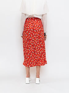 FAITHFUL THE BRAND x Red Floral Wrap Skirt (M)