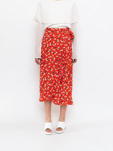 FAITHFUL THE BRAND x Red Floral Wrap Skirt (M)