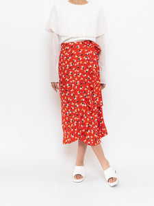FAITHFUL THE BRAND x Red Floral Wrap Skirt (M)